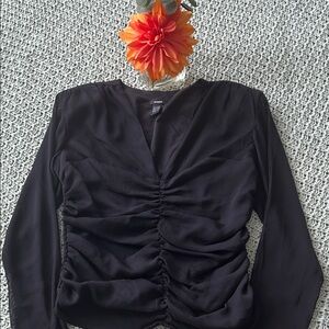Express Black Long Sleeves Ruched Top